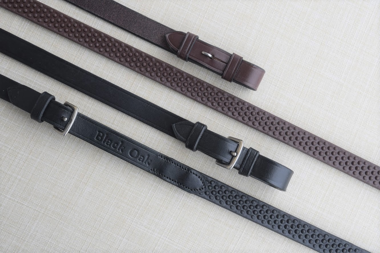 Black Oak Pebble Grip Rein with Stops - 3/4
