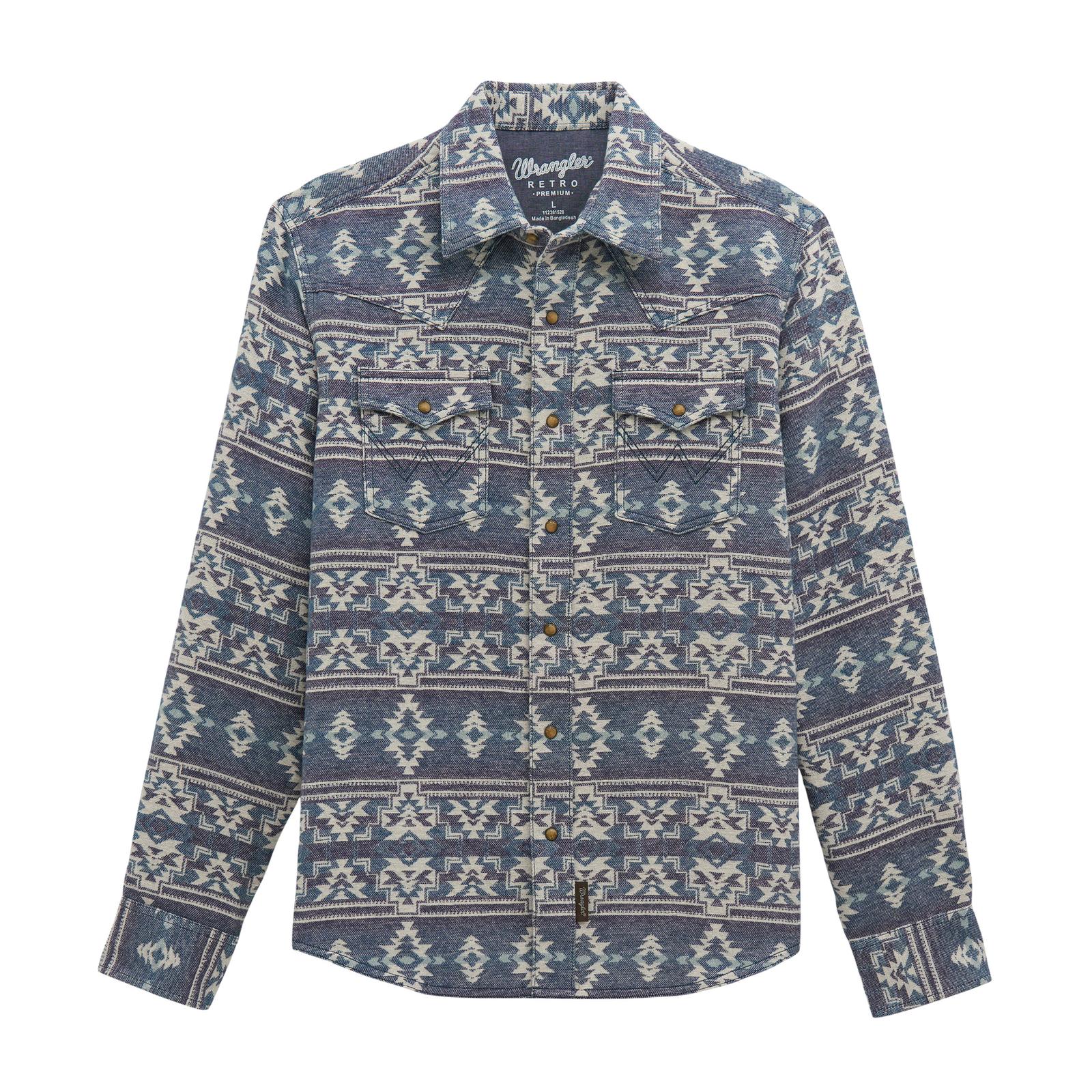 Wrangler Men's Retro Fit Long Sleeve Jacquard Shirt