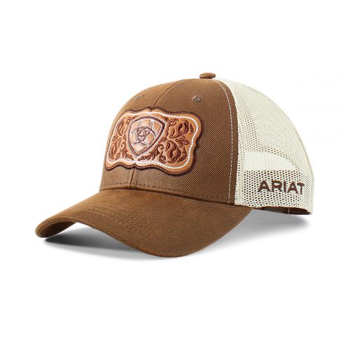 Ariat Brown Floral Logo Snap Back Cap