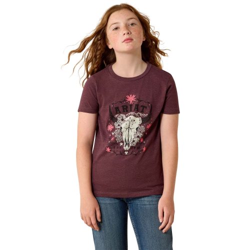 Ariat Girl's Skulls Florals Tee